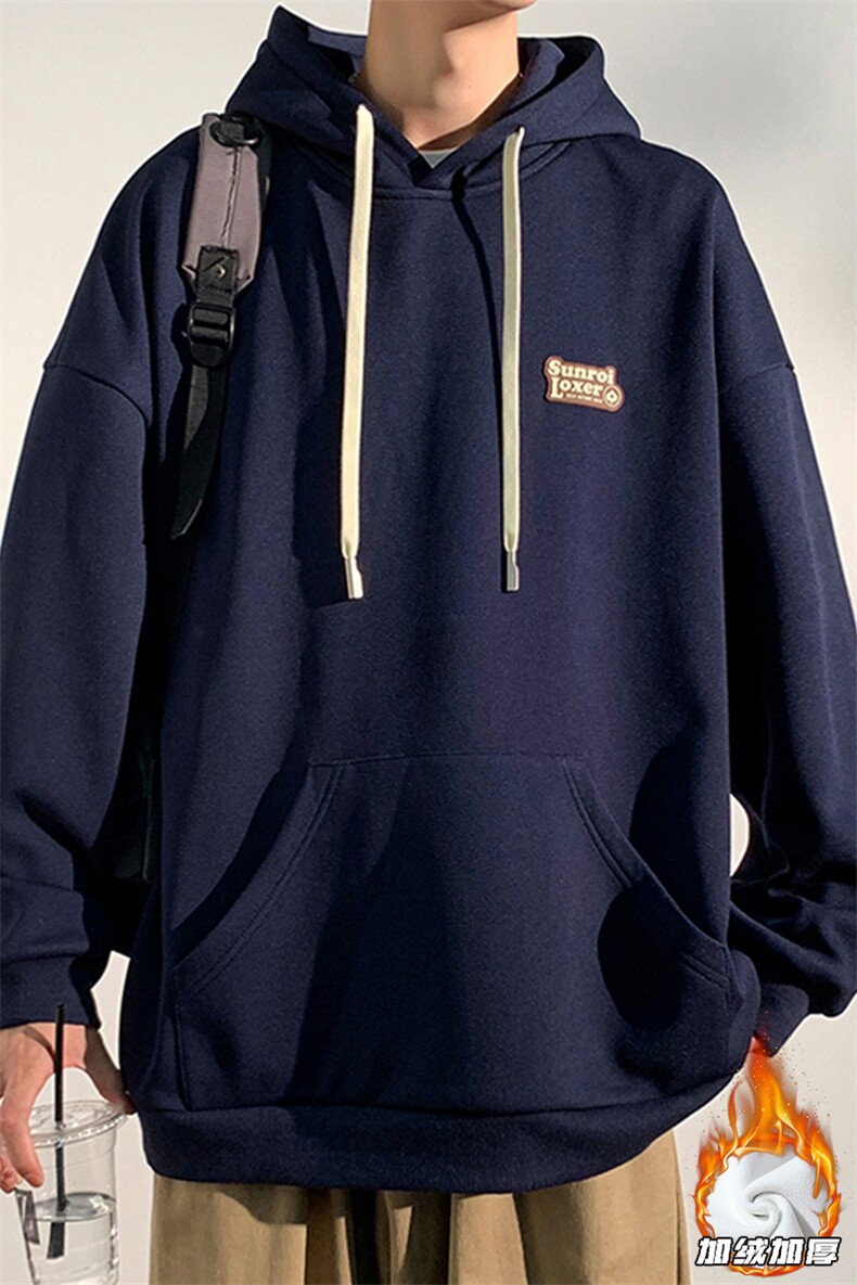 2023冬季新款港风光影墙大码加绒加厚连帽卫衣M-5XHW23809-P55,男装卫衣,电商A022