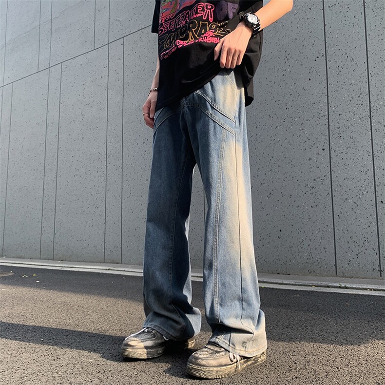夏季薄款水洗牛仔裤做旧复古宽松休闲新款微喇裤,男装牛仔裤,星座410-6（原星座1304-1）