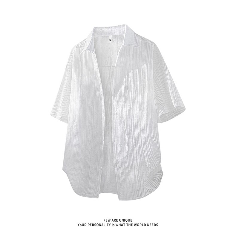 肌理感短袖衬衫5X1016-TP3048夏季宽松透气防晒衬衣男,男装衬衫,电商A102