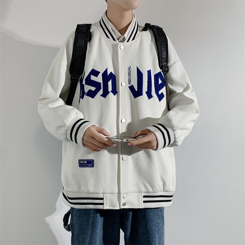 秋季潮牌棒球服男女潮流港风学院风华夫格夹克外套模特J202-P75,男装夹克,星座815-2
