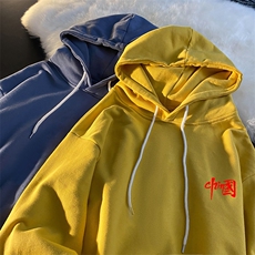 WY2276-P35加绒款-P40纯棉连帽卫衣男大码运动帽衫宽松薄外套男，男装卫衣，电商A040
