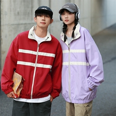 两面穿时尚连帽冲锋衣外套夹克学生棒球服团体班服，男装夹克，星座301D-5(原星座1415）