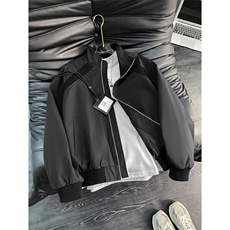 春季夹克男拼接螺纹立领美式飞行棒球服外套抖音得物品质6165-P32，男装夹克，星座207