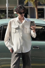 夏季新款长袖衬衫韩版休闲潮流工装衬衫外套时尚打底衬衫T恤P46，男装T恤，电商B319