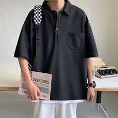 华夫格polo衫男短袖韩版潮流2023夏季新款ins宽松衬衫W2942-P32，男装Polo衫，星座412-2