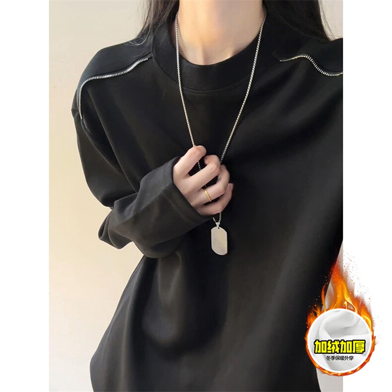 480G重磅加绒硬挺boxy男女秋冬美式高街结构拉链肩圆领卫衣厚外套，女装短外套，电商A486-1