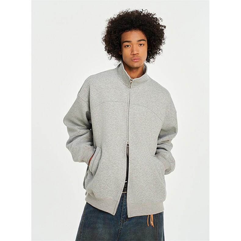 抖音得物高品质秋冬美式高街重磅结构纹理立领卫衣夹克外套XS105，男装夹克，电商A486-1