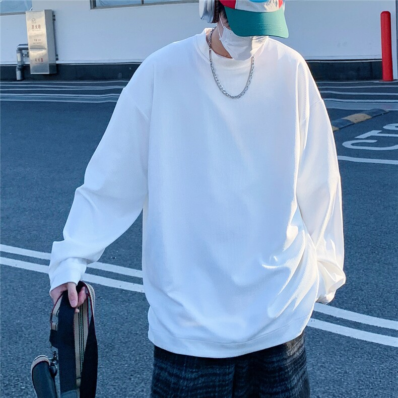 2026春装肌理感男士长袖T恤潮流男袖子纽扣设计 W56681/特P35 白9图片