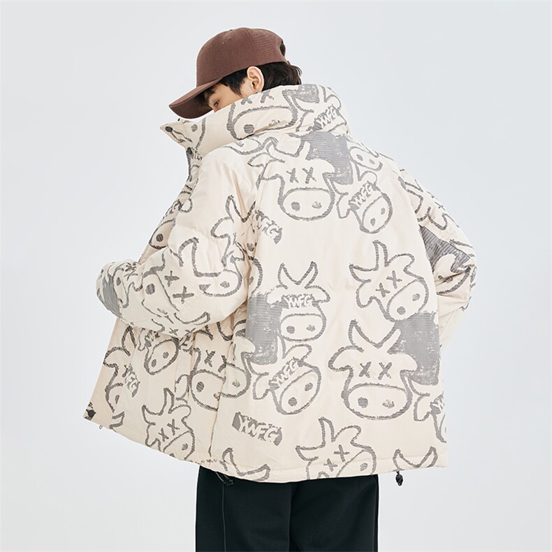 冬季90白鸭绒印花港风潮牌立领羽绒服A305-3776-P180控249,男装羽绒服,电商B306