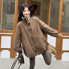 【现】【货】牛角扣羊羔毛拼接派克服外套2C158-6020-P205-K298，女装棉衣/棉服，2C158