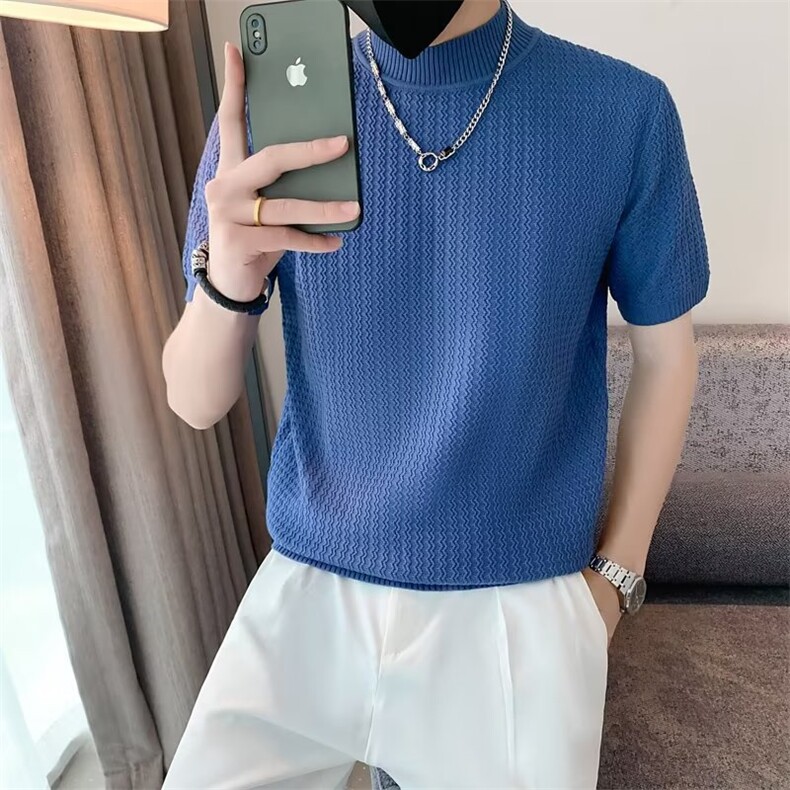 男秋松百搭情侣短袖针织衫包芯纱早秋打底衫半袖衣服M3302P44,男装针织衫/毛衣,星座1116-2