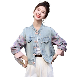 盘扣牛仔外套女2025春秋新款新中式国风元素时尚休闲减龄女士上衣图片