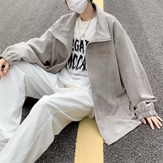 麂皮绒美式复古外套男秋冬潮牌痞帅夹克日系高街上衣W6150-P62，男装夹克，星座412-2