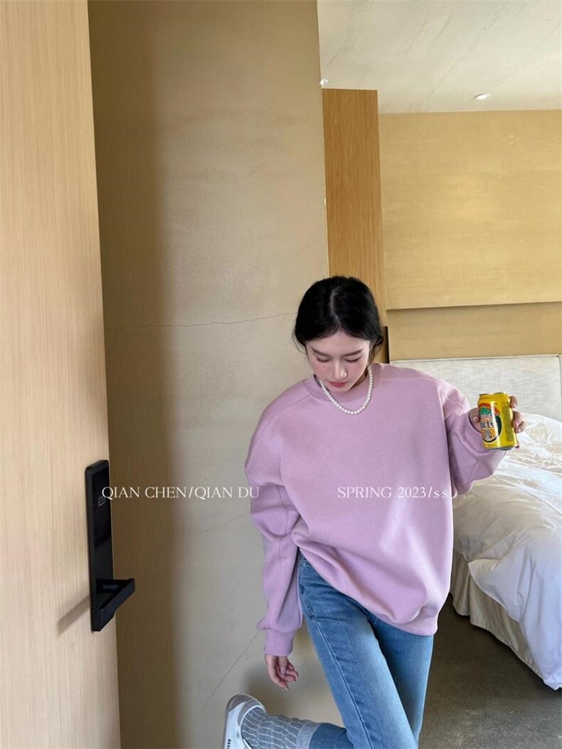 现货春季新款简约卫衣，女装卫衣/绒衫，QIANCHEN 谦晨(1F)