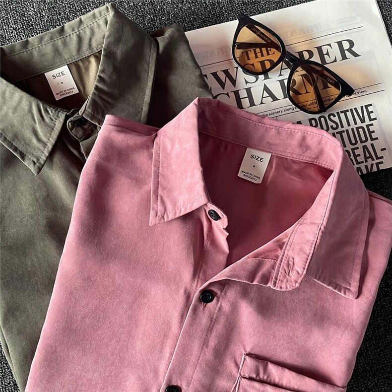 夏季冰丝凉感轻奢风翻领短衬衫潮男双口袋痞帅韩版衬衫CY1189-P34，男装衬衫，星座412-3