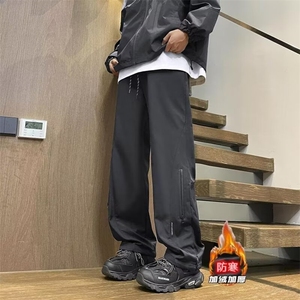 秋季潮宽松阔腿裤常规男春秋款工装裤男装直筒加绒防水包边 K29R图片