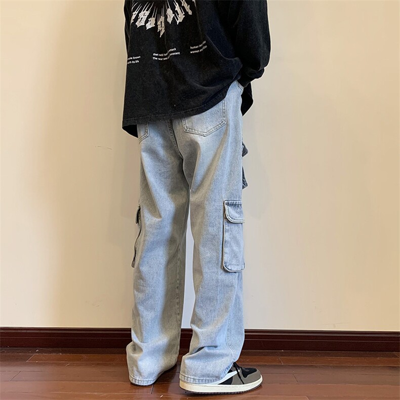 工装牛仔裤男秋季宽松直筒裤ins高街潮百搭oversize裤子N0241-p53,男装牛仔裤,星座1008