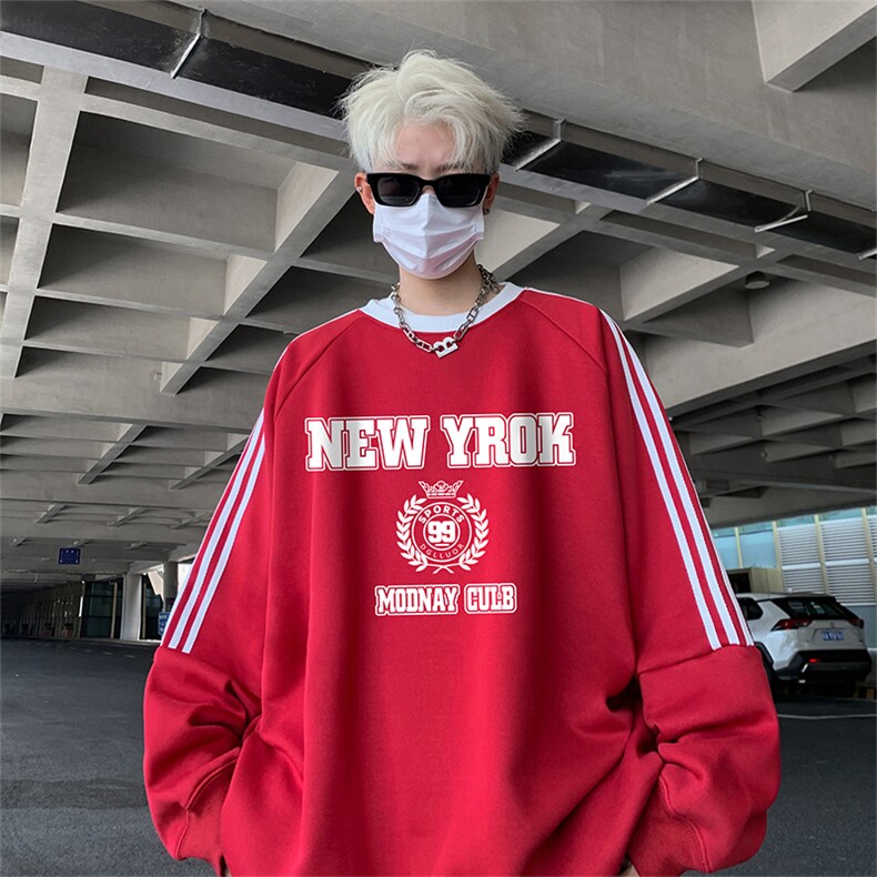 抖音得物供货提供视频秋冬重磅美式宽松织带圆领卫衣0319,男装卫衣,电商A486