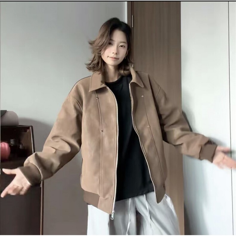 网图美式翻领纹理感PU皮夹克皮衣机车服外套JK508-P70,男装夹克,星座1213