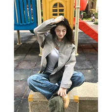 美式复古短款外套男潮牌高级感痞帅秋季cleanfit机车夹克，男装夹克，星座506A