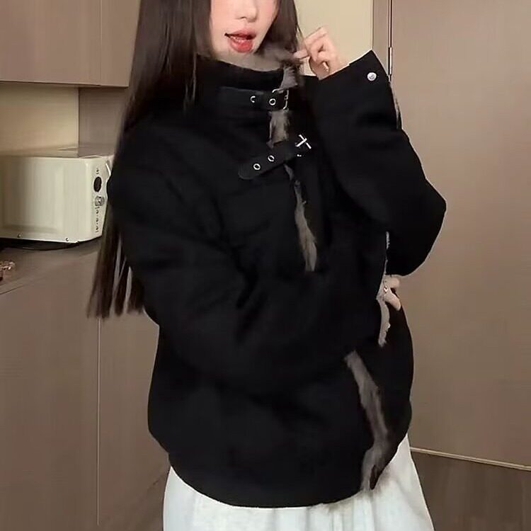 现货 美式复古麂皮绒加厚保暖立领短款显高棉服6056/P110图片