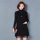 高领纯色套装/套裙修身中长款套头长袖2020年冬季，女装套装/套裙，安之芮娜