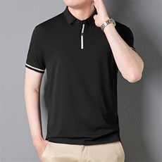 新款男士短袖POLO衫休闲纯色商务T恤翻领简约青年上衣爸爸男装，男装T恤，钱塘6003（原4033）