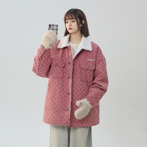 羊羔绒外套男女同款冬季加绒加厚棉服美式高街棉袄A170-M882TP100图片