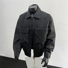 美式高阶秋冬PU大口袋夹克痞帅百搭情侣外套J576891TP85，男装夹克，电商A247