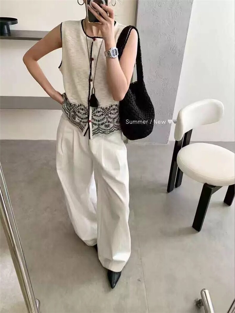 夏季新款简约竹节麻民族风提花坎肩女宽松百搭显瘦时尚休闲上衣,针织衫/毛衣,雪真羊绒