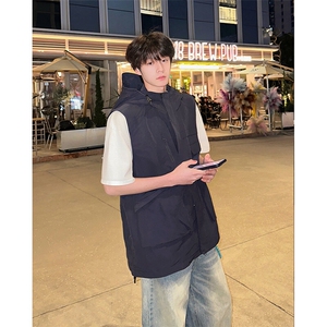 8XL-M 四季工装外套街头机能口袋连帽防水无袖马甲坎肩JK1316P78图片