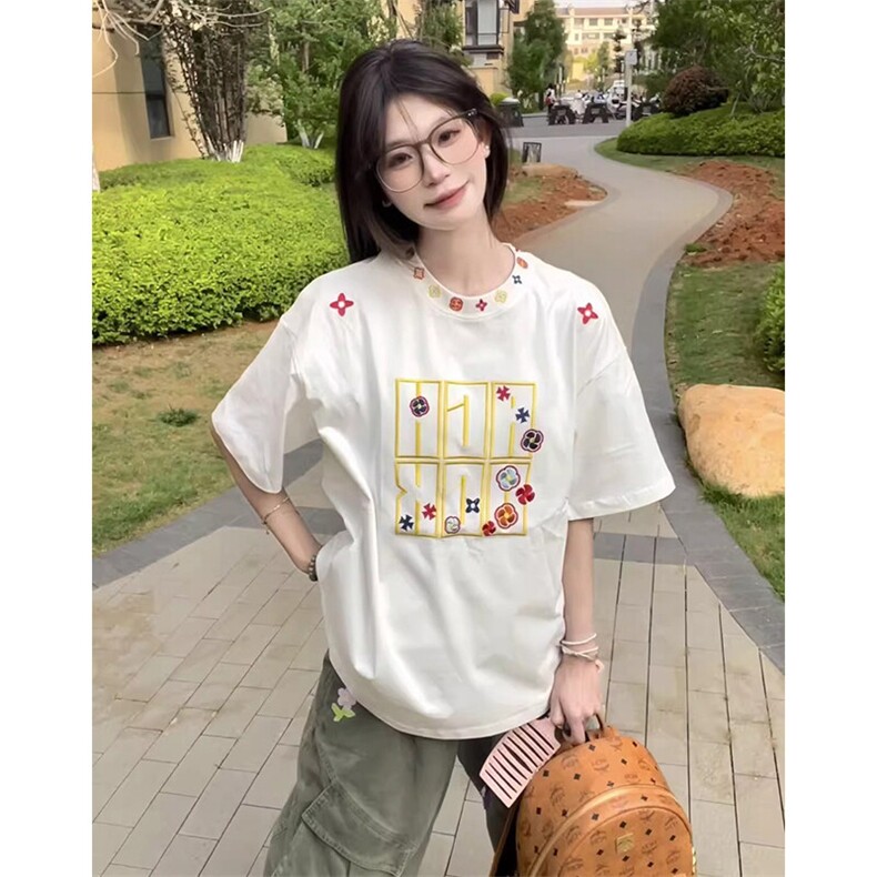 万针全刺绣工艺抖音得物高品质260克重磅纯棉双纱美式高街短袖T恤,男装T恤,电商A486