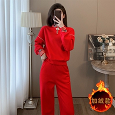 女秋季新款设计感时尚气质阔腿裤两件套，女装套装/套裙，江南