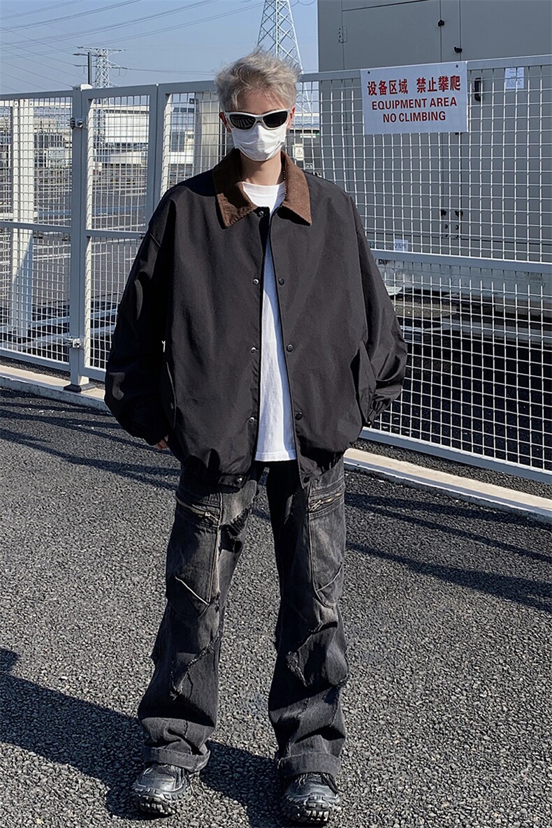 2025秋翻领拼接港风时尚休闲男夹克外套705-1-W8812-P63控88,男装夹克,星座705-1