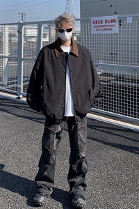 2025秋翻领拼接港风时尚休闲男夹克外套705-1-W8812-P63控88图片