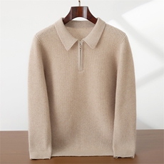 2025年秋季重工菠萝针polo领时尚百搭休闲，男装羊绒套衫，蜜暖羊