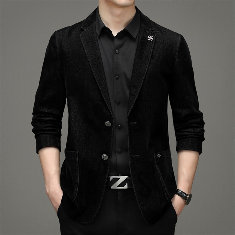 2023春秋新款男士高档修身绒布时尚西装潮流外套JZL607-P205,男装西服,星座1105-3