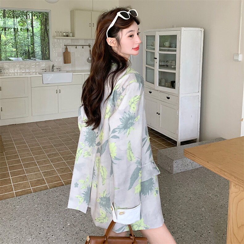 中长款阔形印花西装外套女2C317A-8525-P165-K238,女装西装,2C317A