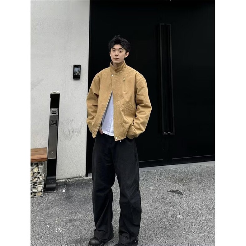 W556-P982025秋季新款男女同款美式休闲夹克宽松纯色工装外套,男装夹克,星座911-1