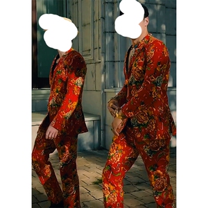 R1东北大花西服套装网红同款男女大码团队服风新中式表演出服图片