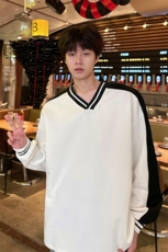 可二开球衣V领长袖复古上衣港风学院风拼色潮流卫衣HY710TP38，男装卫衣，电商A102B