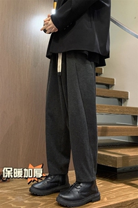 冬季新款加厚抗起球呢料哈伦裤宽松大码休闲萝卜裤小脚男872-P65图片
