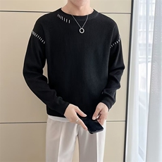 新款小众明线圆领设计感毛衣纯色百搭潮牌休闲针织衫男款S569/P50，男装针织衫/毛衣，星座506