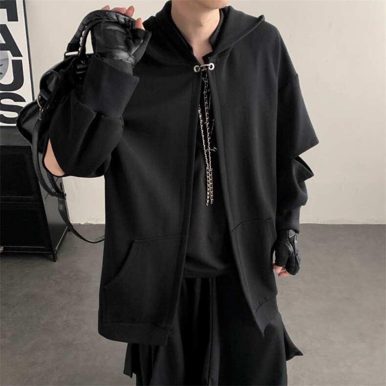 春装风衣中长款连帽风衣斗篷颓废男女不小众系表演风衣大码外套,男装风衣,星座909