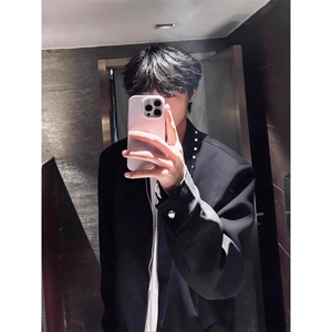 JY235-P55 小众金属铆钉设计感垫肩外套男短款 网图图片