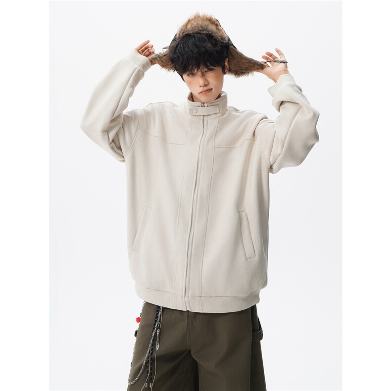 复古麂皮绒立领外套男女潮牌大码春秋飞行夹克美式外套JK5210/P80,男装夹克,电商B238
