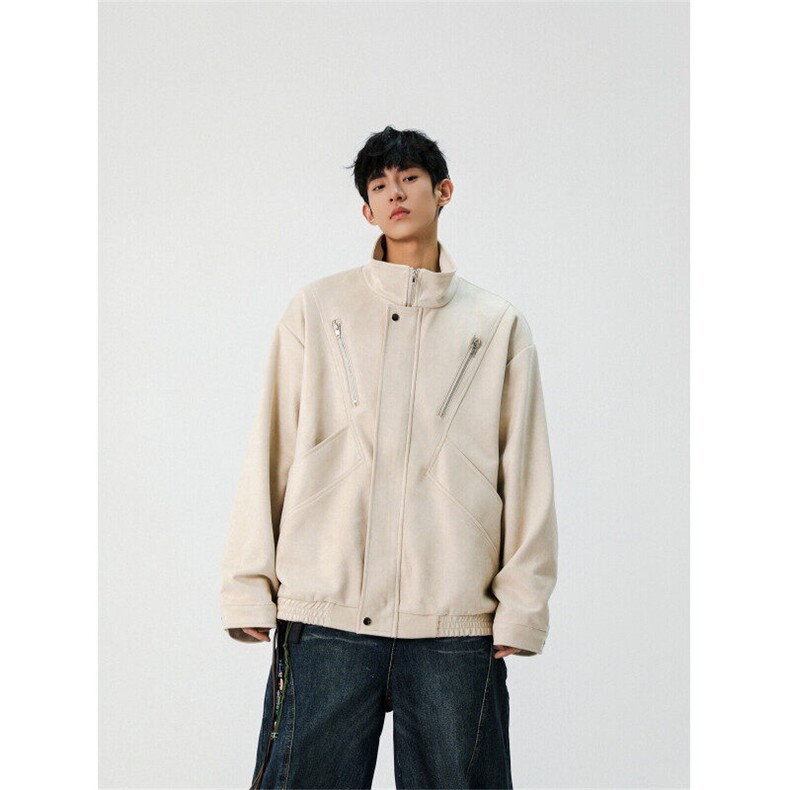 自拍图:2025秋款美式复古麂皮绒夹克外套男潮牌上衣JK8087-P85，男装夹克，星座1209-2