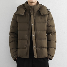 025冬季90白鸭绒保暖羽绒服男连帽休闲纯色御寒上衣百搭外套，男装羽绒服，星座914