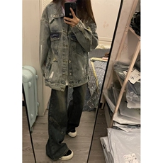 【有货】美式复古泼墨涂鸦破洞牛仔外套男女工装夹克J61HH-特P72，男装夹克，星座1007（原301D）
