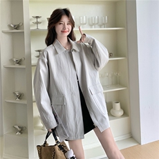 现货新款米灰色风衣短外套25082P145K218，女装短外套，2D035